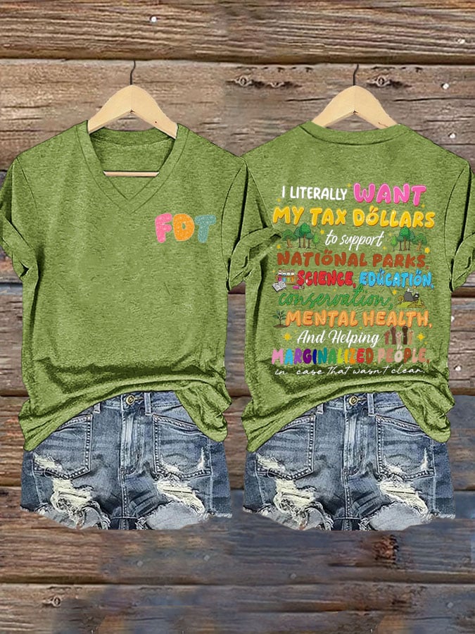 Women's Support National Parks Printed V Neck T-shirt