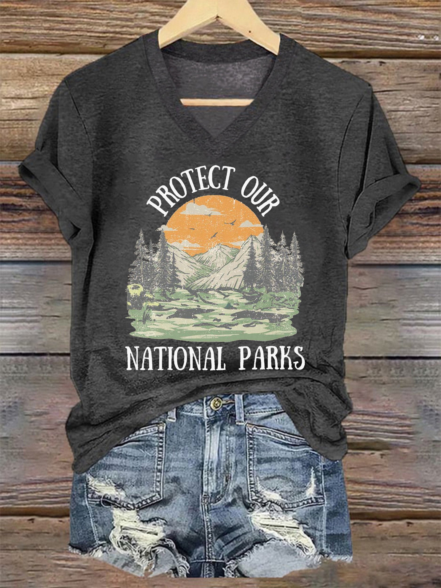 Women's Protect Our National Parks Printed Short-Sleeved T-Shirt