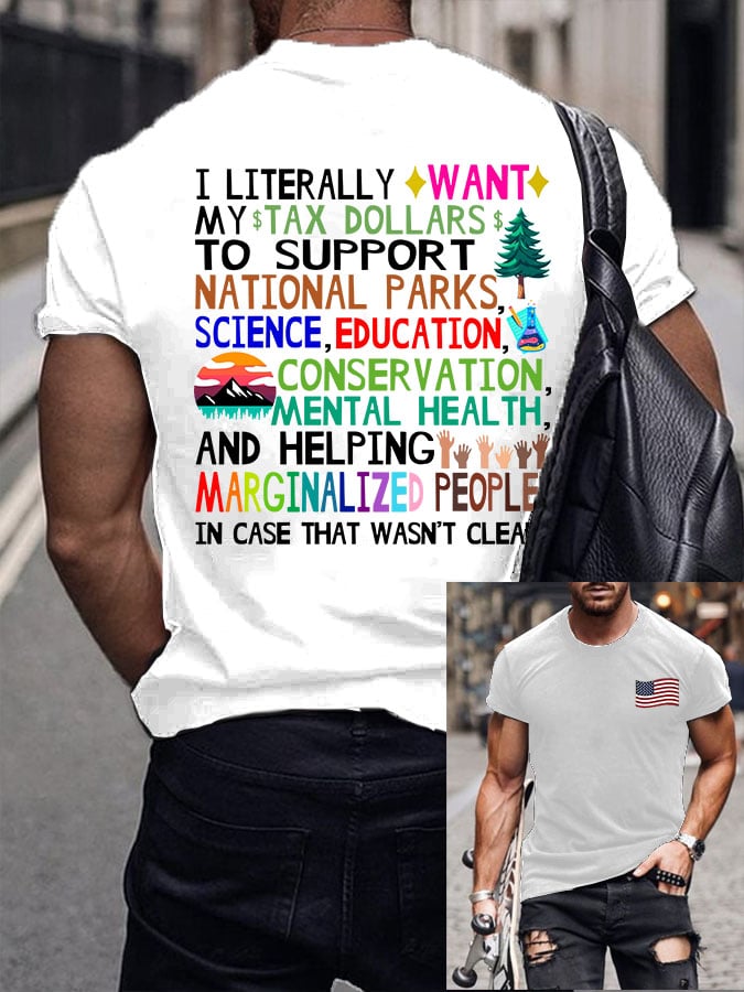 Men's Support Our National Parks Printed Round Neck T-Shirt