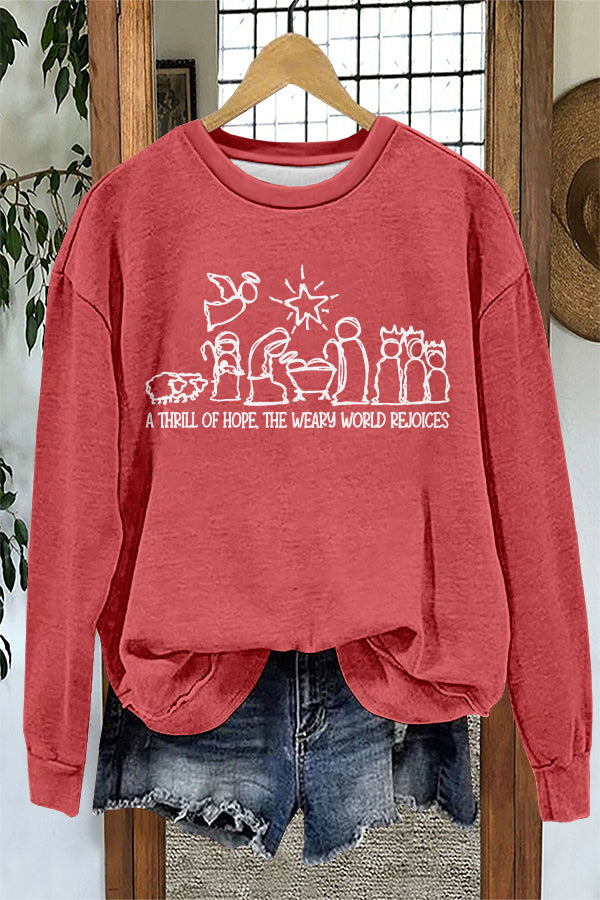 Cute Christian Christmas Print Sweatshirt