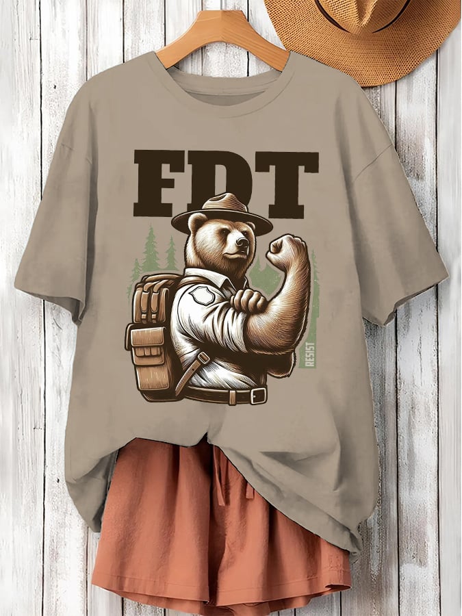 Women's Retro Support National Parks FDT Resist Bear Print T-Shirt