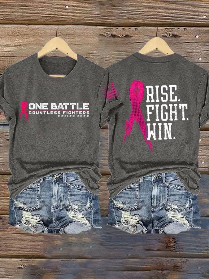 Women'S Breast Cancer Print Short Sleeve T-Shirt