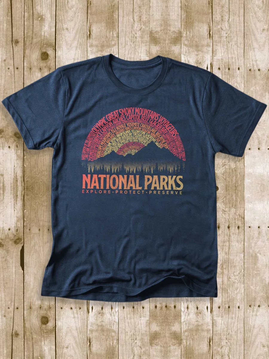 Men's 100% Cotton National Park Crew Neck Short Sleeve T-Shirt