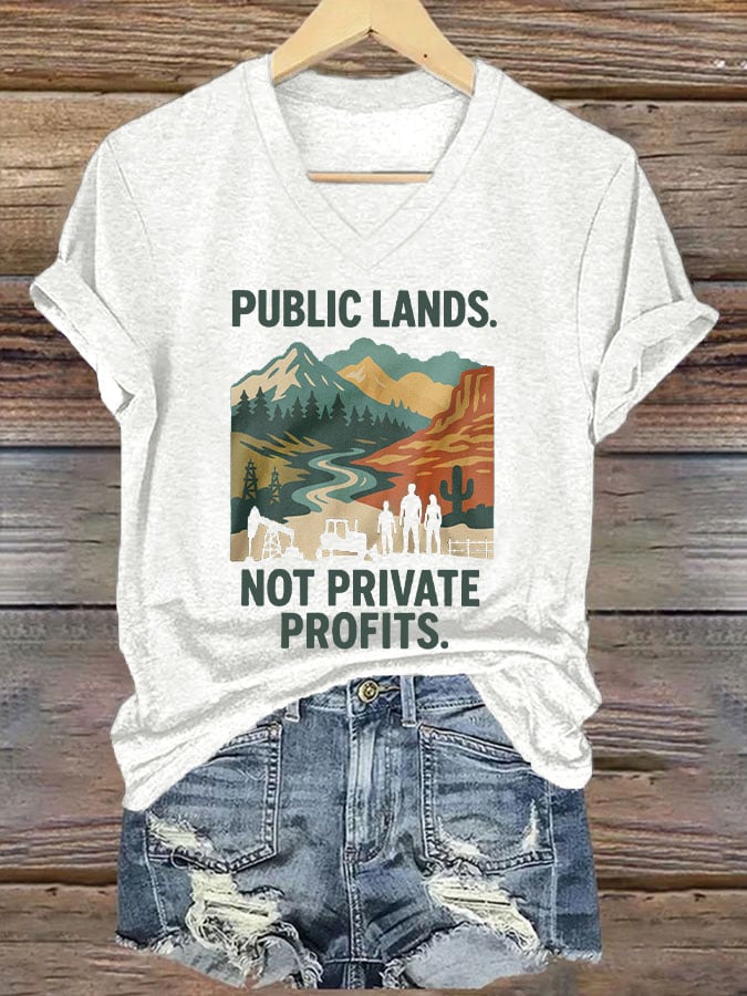 Women's Public Lands Not Private Profits Printed T-shirt