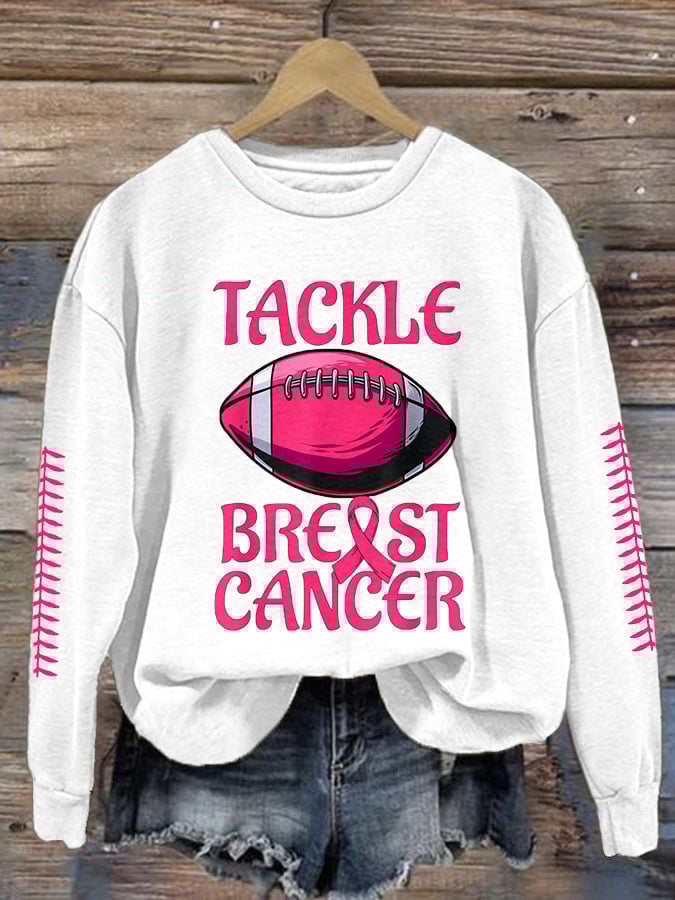 Breast Cancer Casual Print Long Sleeve Sweatshirt