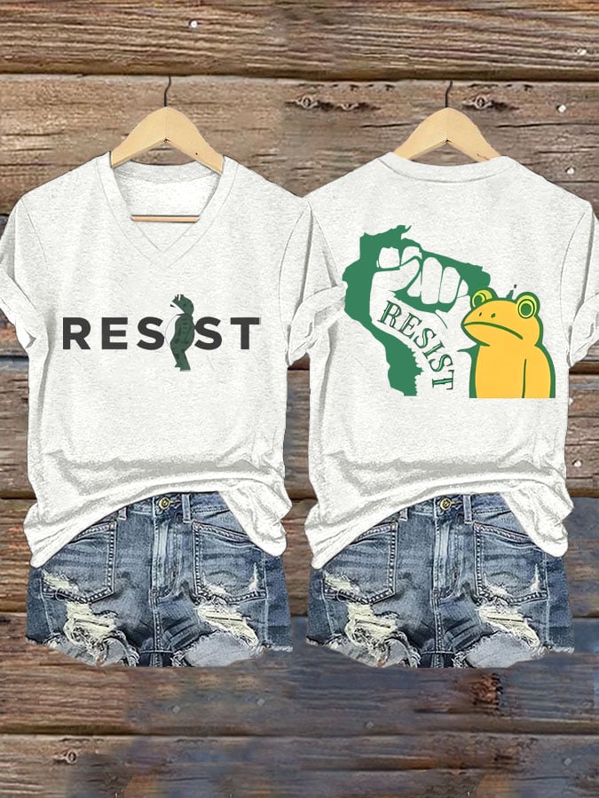 Women's FDT Portland Frog Protest Revolt Machine Print T-Shirt