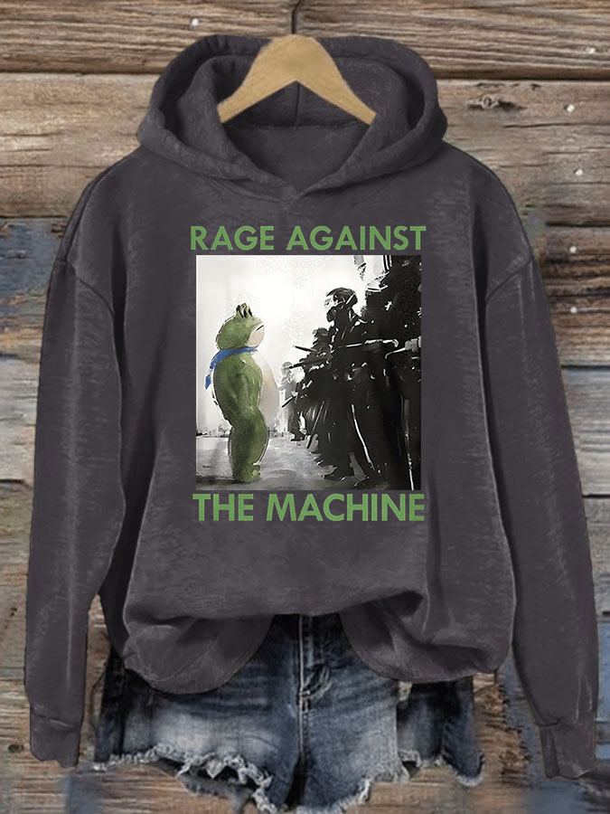 Women's Frog Resistance Print Casual Hoodie