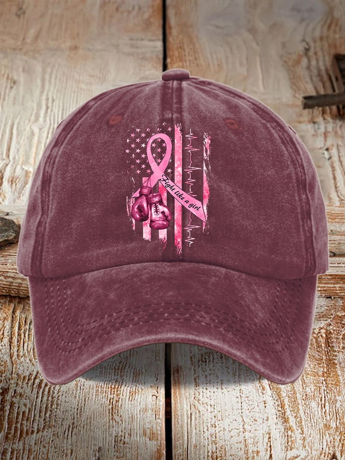 Women's Casual Breast Cancer Awareness Print Baseball Cap