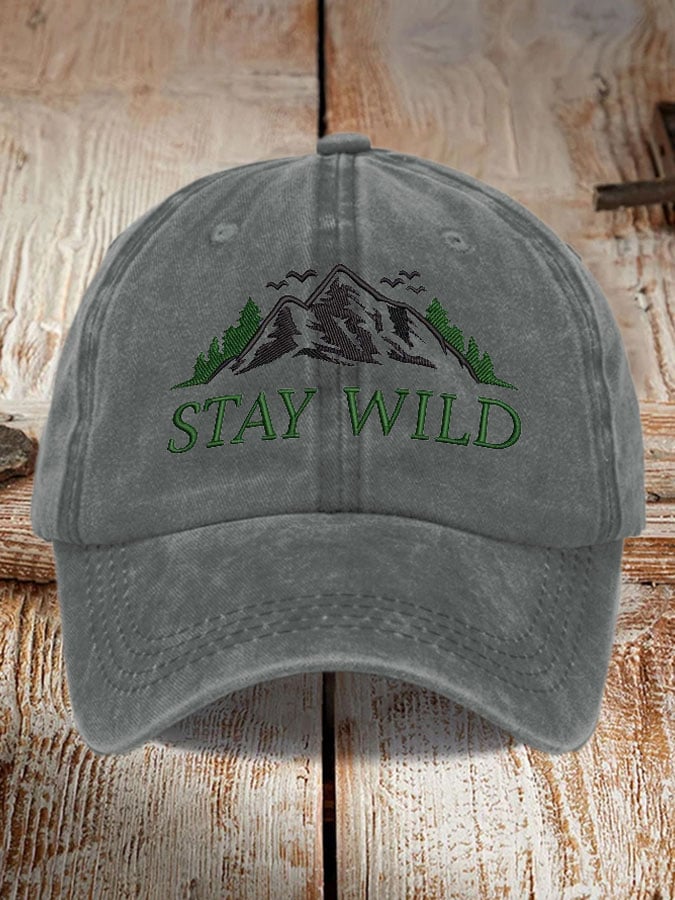 Retro Stay Wild Mountains Protect National Parks Printed Baseball Cap