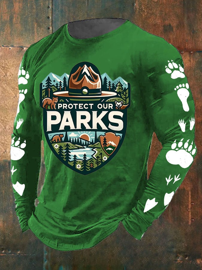 Men's Protect Our National Parks Print Long Sleeve Top