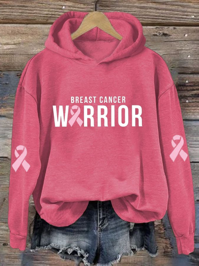 Women's Breast Cancer Sequin Pink Ribbon Hoodie