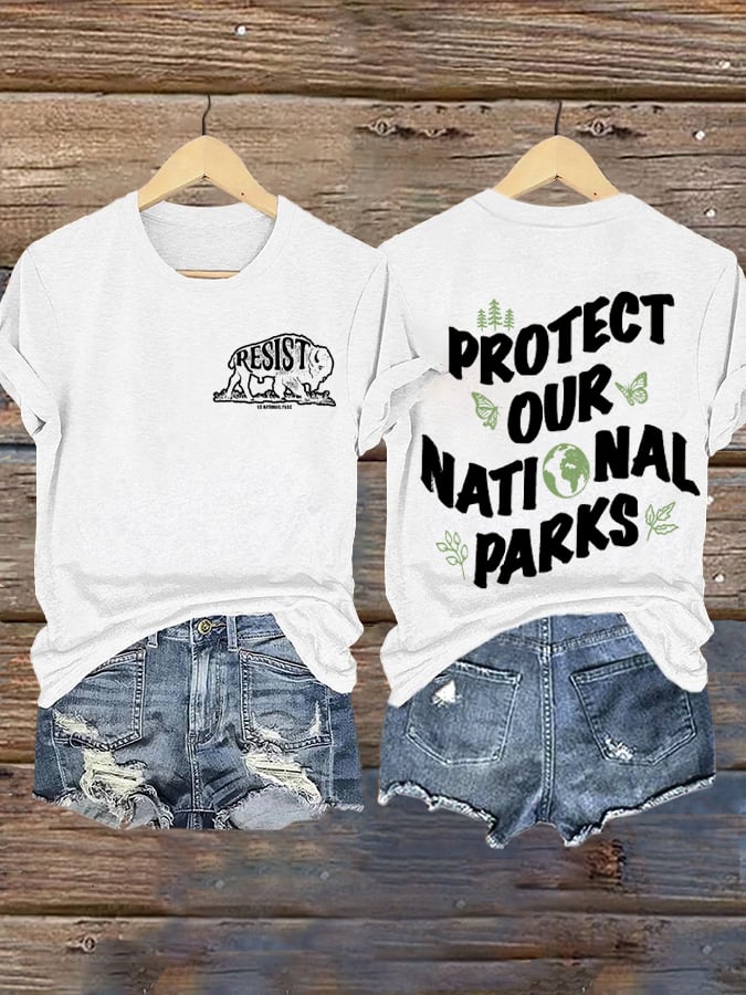 Women's Protect Our National Parks Printed Short-Sleeved T-Shirt