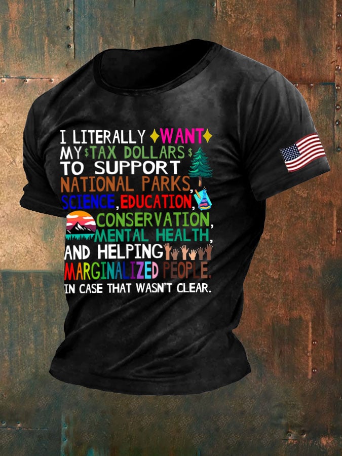 Men's Support Our National Parks Printed Round Neck T-Shirt