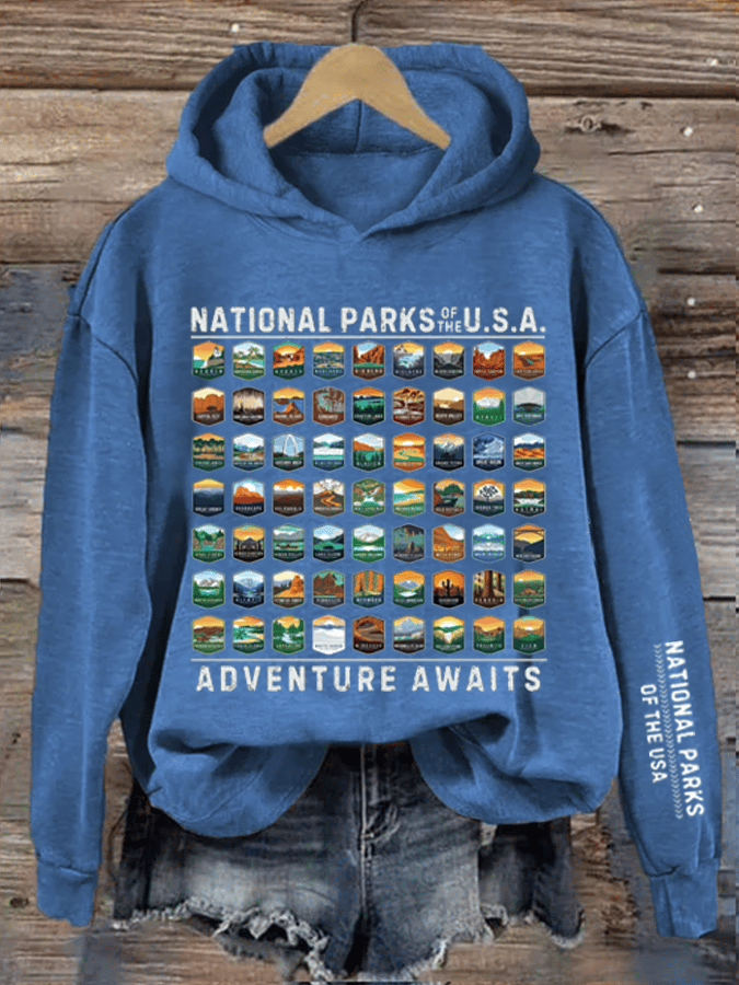 Women's National Parks Of The USA Heat Transfer Hood Sweatshirt