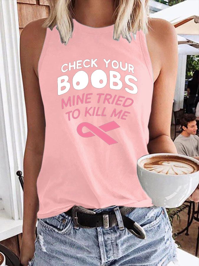 Women'S Breast Cancer Crew Neck Vest