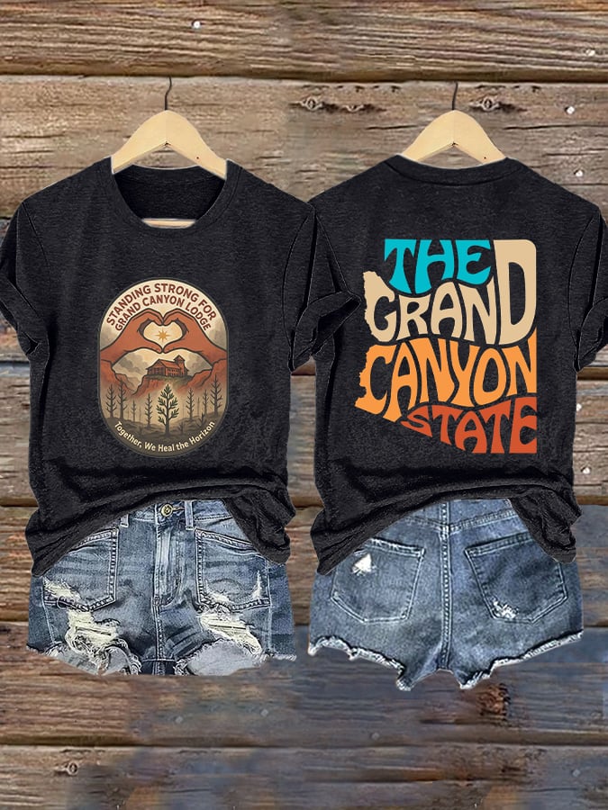 Retro Standing Strong For Grand Canyon Lodge Together, We Heal The Horizon .The Grand Canyon State Arizona Print T-Shirt