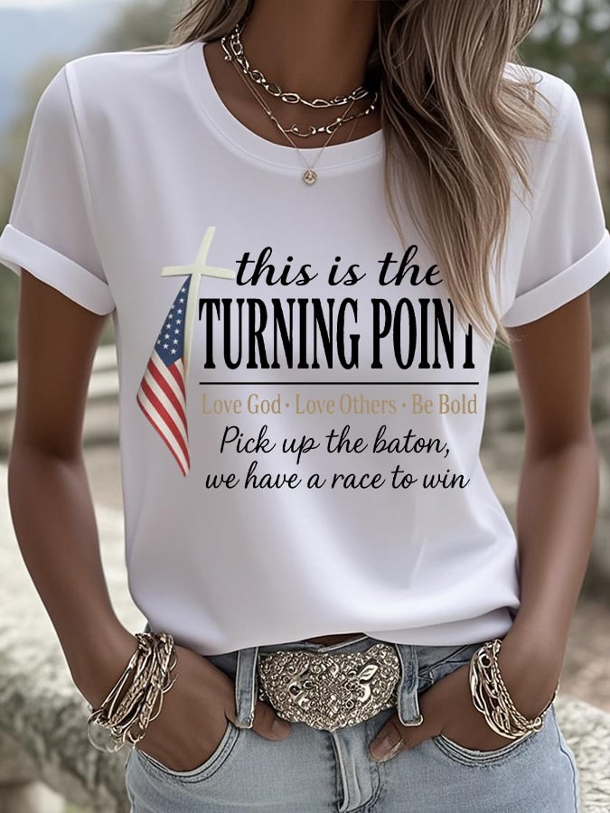 Women's This Is The Turning Point Printed Round Neck T-Shirt