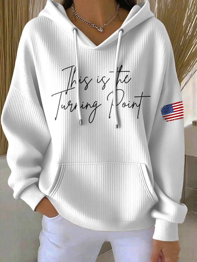Retro This Is The Turning Point Print Hoodie