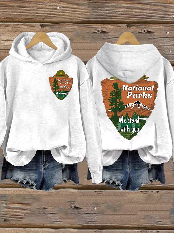 Retro National Parks Strong We Stand With You Print Hoodie