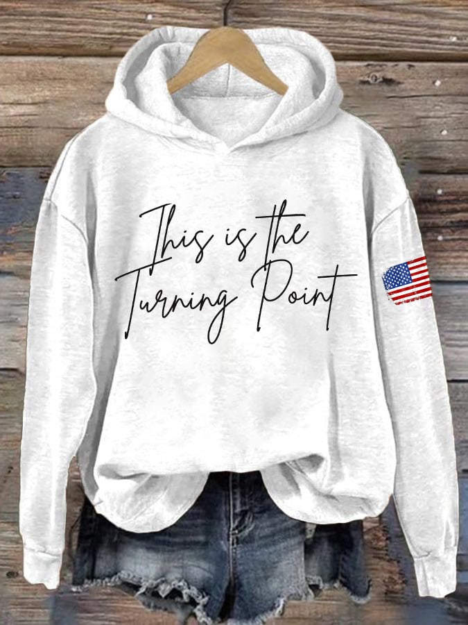 Retro This Is The Turning Point Print Hoodie