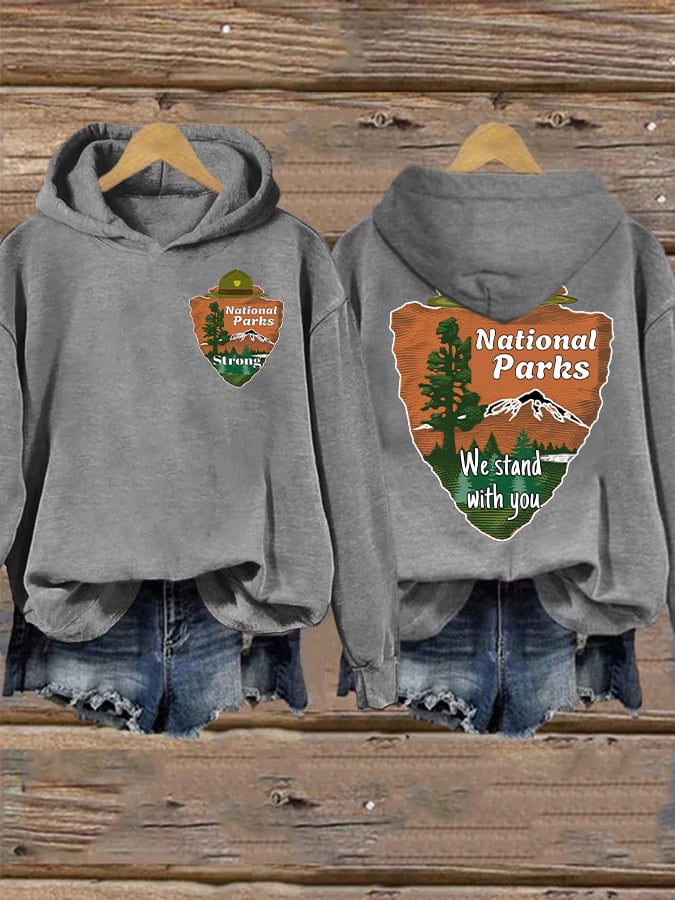 Retro National Parks Strong We Stand With You Print Hoodie