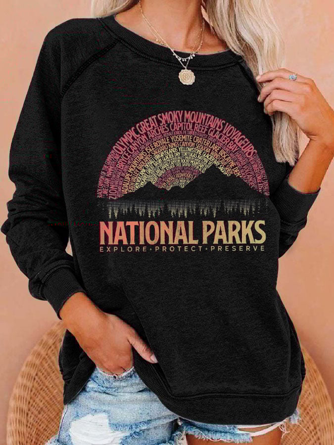 Women's National Parks Explore, Protect, Preserve Print Casual Sweatshirt