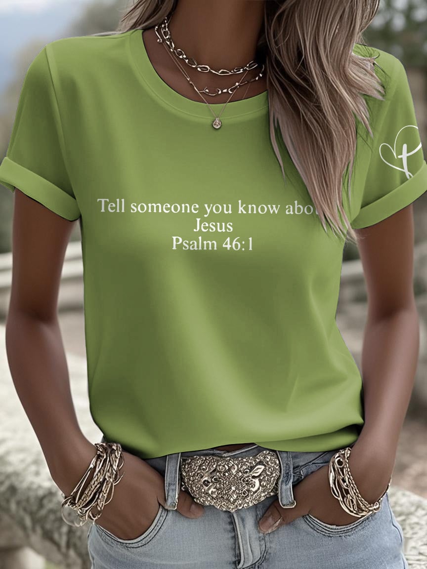 Retro Tell Someone You Know About Jesus Psalm 46:1 Print T-Shirt