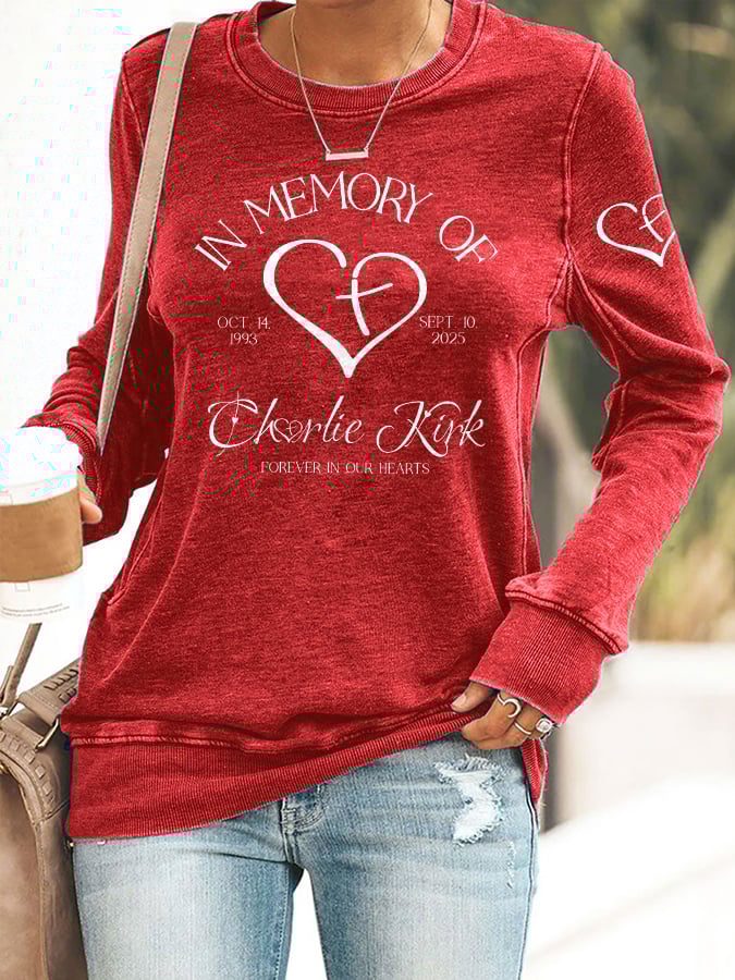 Retro Forever In Our Hearts Print Sweatshirt