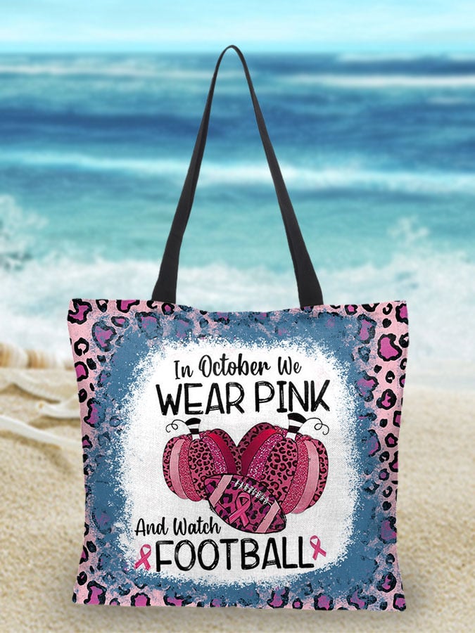In October We Wear Pink And Watch Football Leopard Print Bag