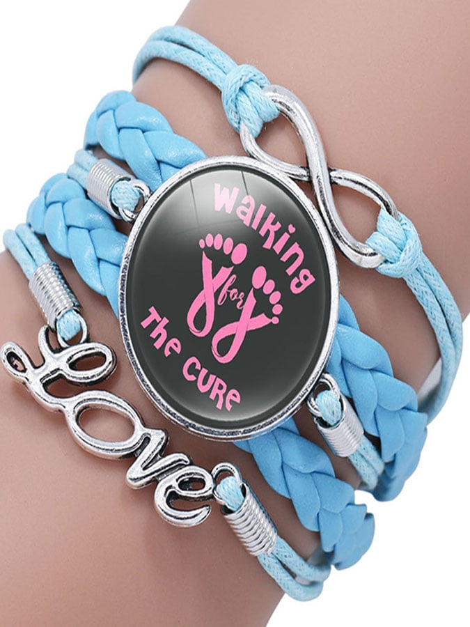 Breast Cancer Awareness Multilayer Braided Bracelet