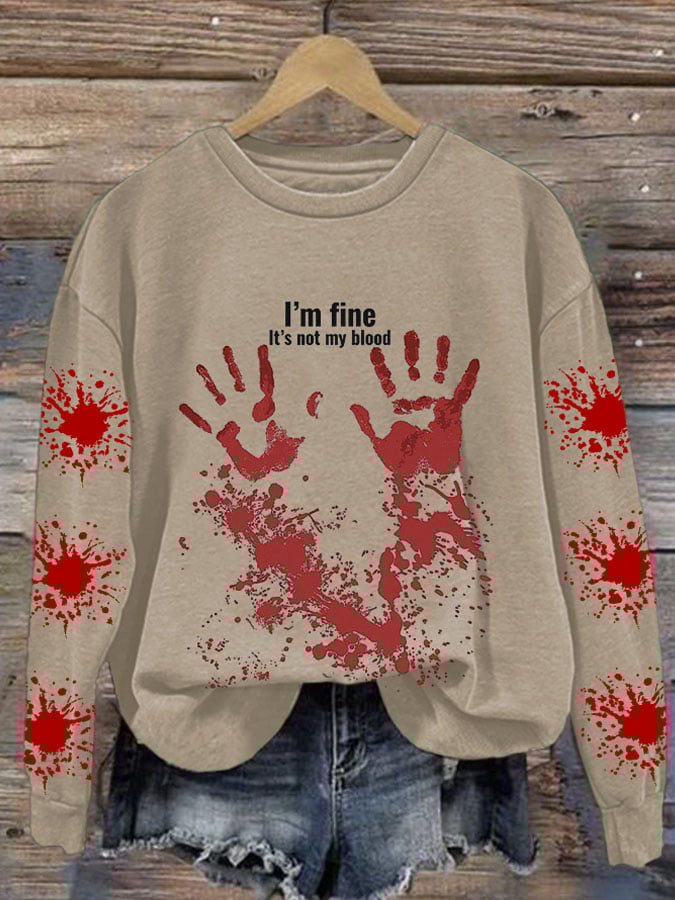 I'M Fine It'S Not My Blood Halloween Women'S Printed Casual Long-Sleeved Sweatshirt