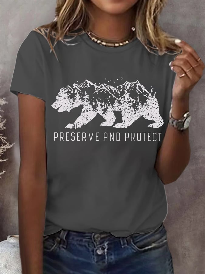 Women's Preserve And Protect Print Round Neck T-Shirt