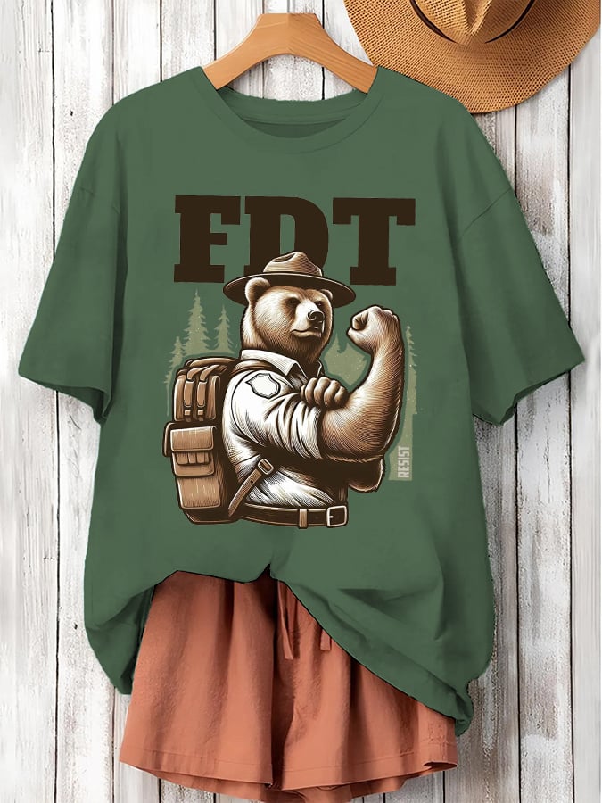 Women's Retro Support National Parks FDT Resist Bear Print T-Shirt