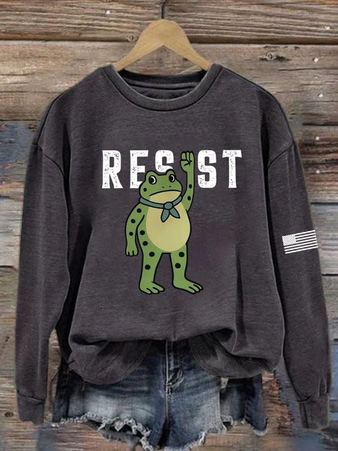Women's Portland Frog Print Casual Sweatshirt