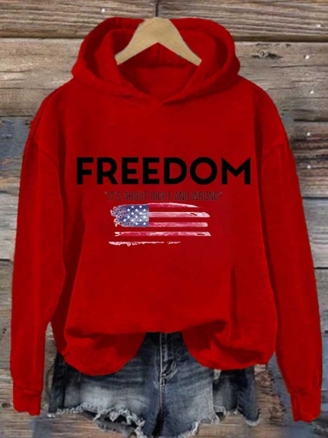 Women's Freedom Print Casual Hoodie Sweatshirt