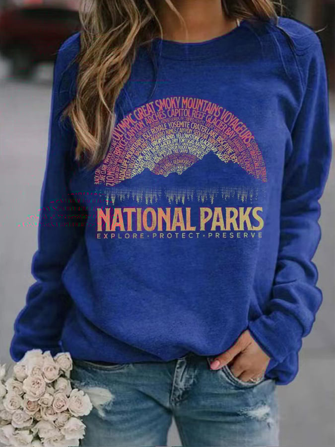 Women's National Parks Explore, Protect, Preserve Print Sweatshirt