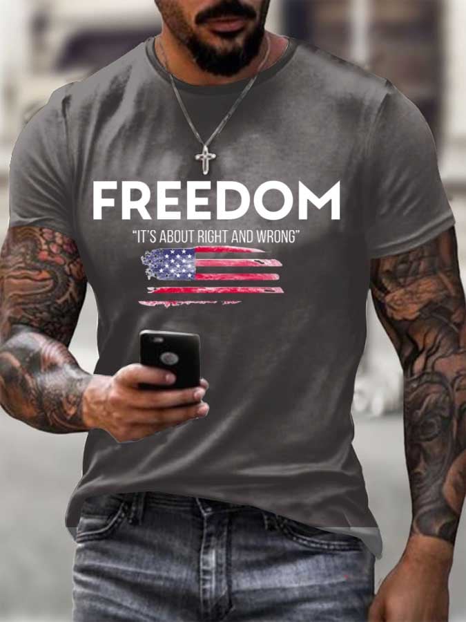 Men's Freedom Flag Print T-Shirt