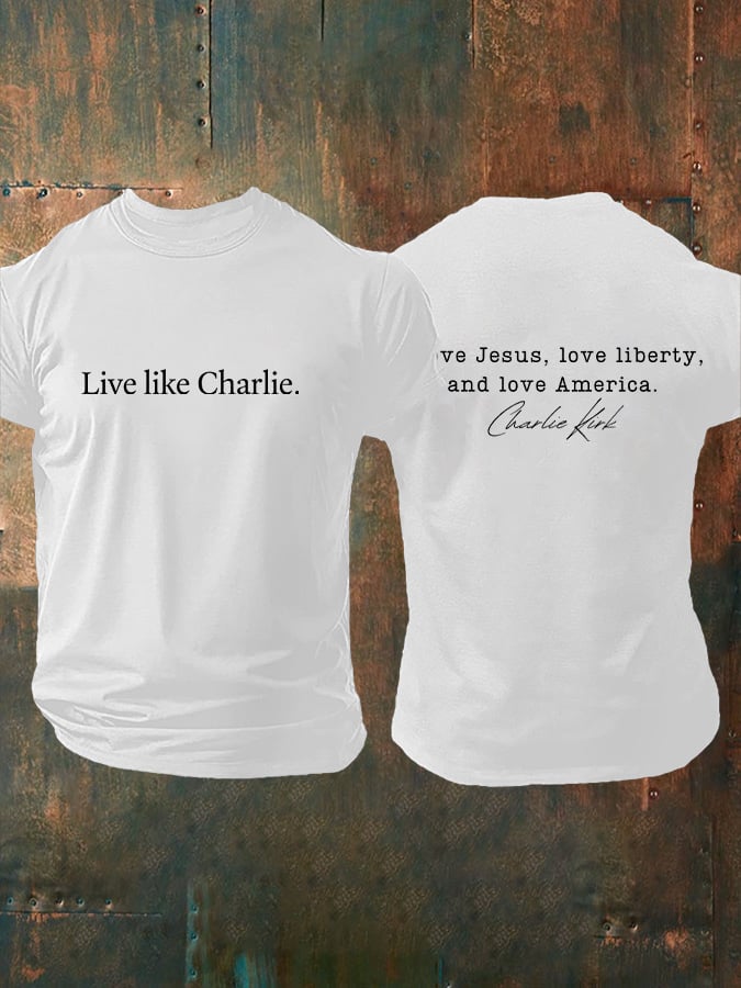 Men's Retro Live Like I Love Jesus, Love Liberty, And Love America Print T-Shirt
