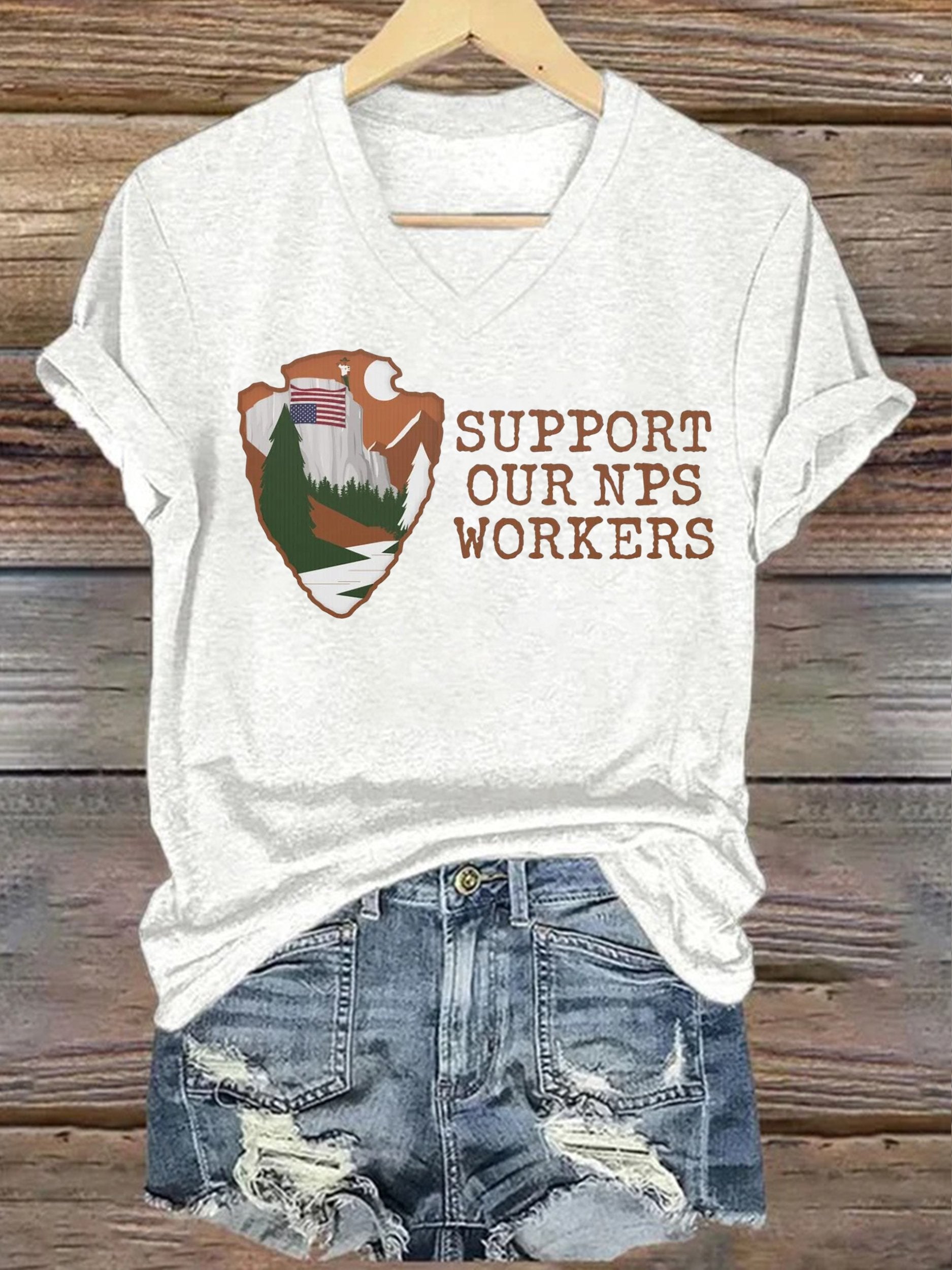 Women's I Stand With Park Rangers Printed Short-Sleeved T-Shirt
