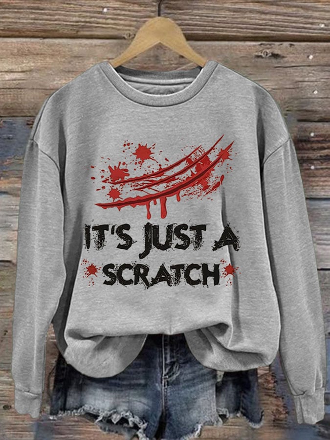 It'S Just A Scratch Halloween Women'S Printed Casual Long-Sleeved Sweatshirt