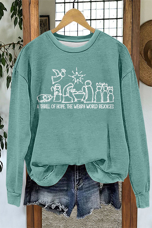 Cute Christian Christmas Print Sweatshirt