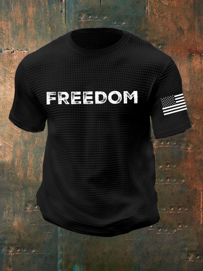Men's freedom Print Waffle Crew Neck T-Shirt