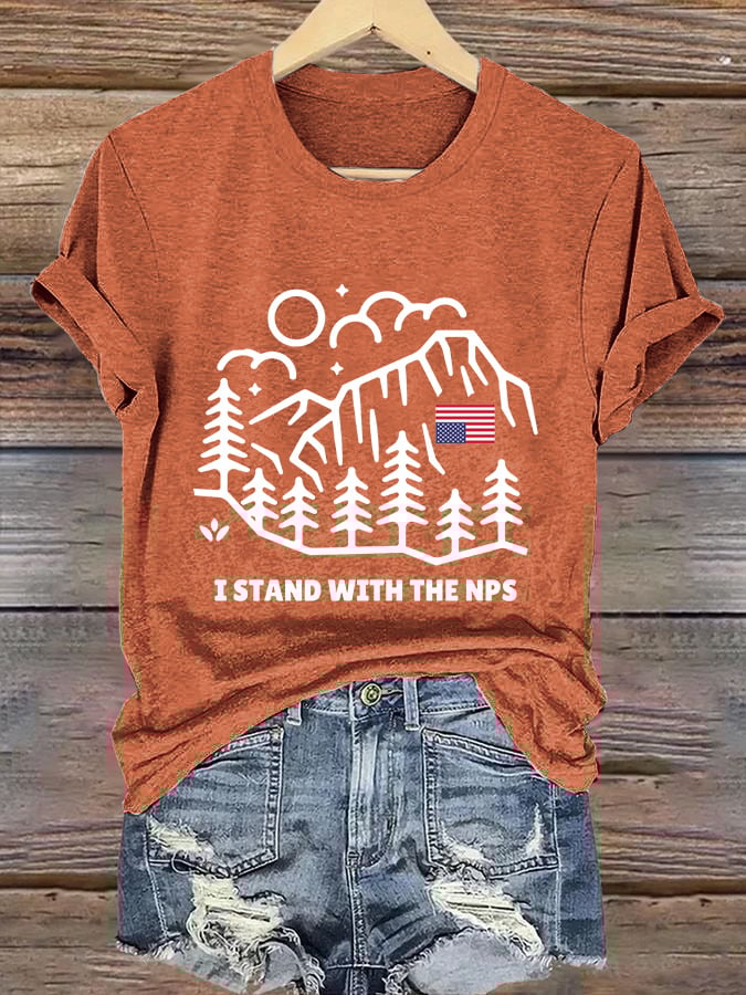 Retro I Stand With The NPS National Park Support Print T-Shirt