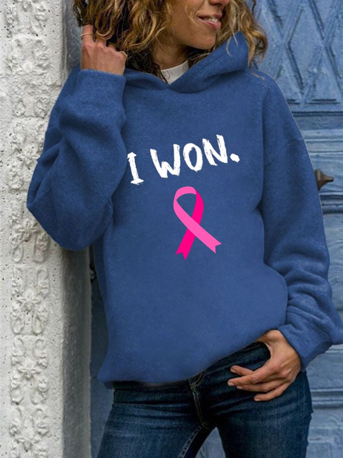 Women's Breast Cancer Survivor Casual Long Sleeve Hoodie