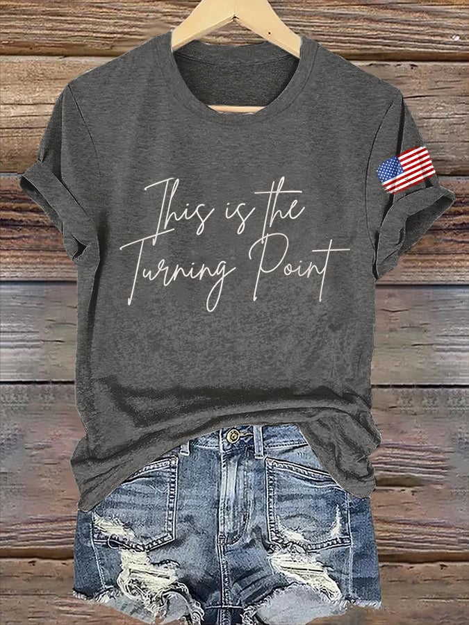 Retro This Is The Turning Point Print T-Shirt