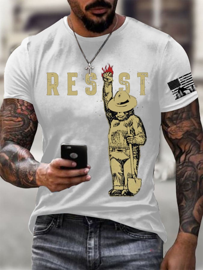 Men's Protect Our National Parks Printed Round Neck T-Shirt