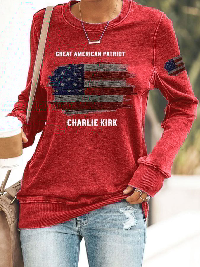 Women's Great American Patriotic Print Round Neck Sweatshirt