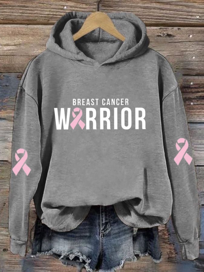 Women's Breast Cancer Sequin Pink Ribbon Hoodie