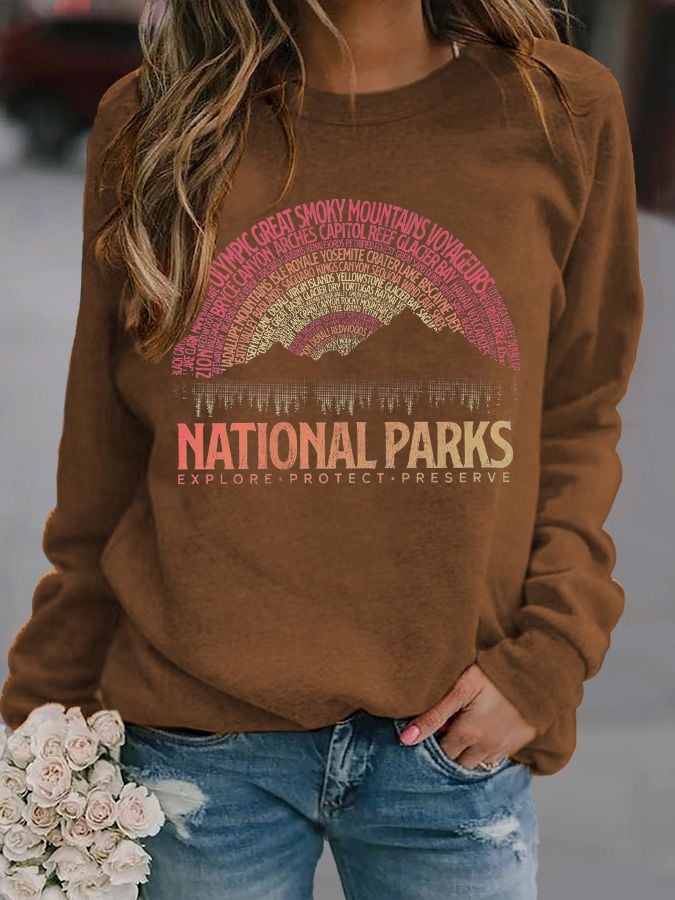 Women's National Parks Explore, Protect, Preserve Print Sweatshirt
