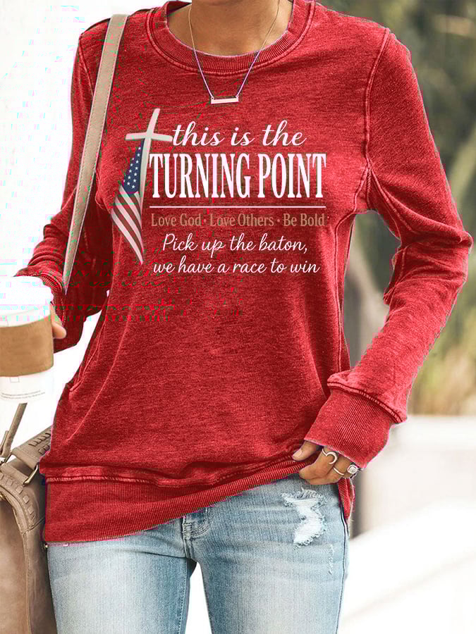 Women's This Is The Turning Point Print Round Neck Sweatshirt